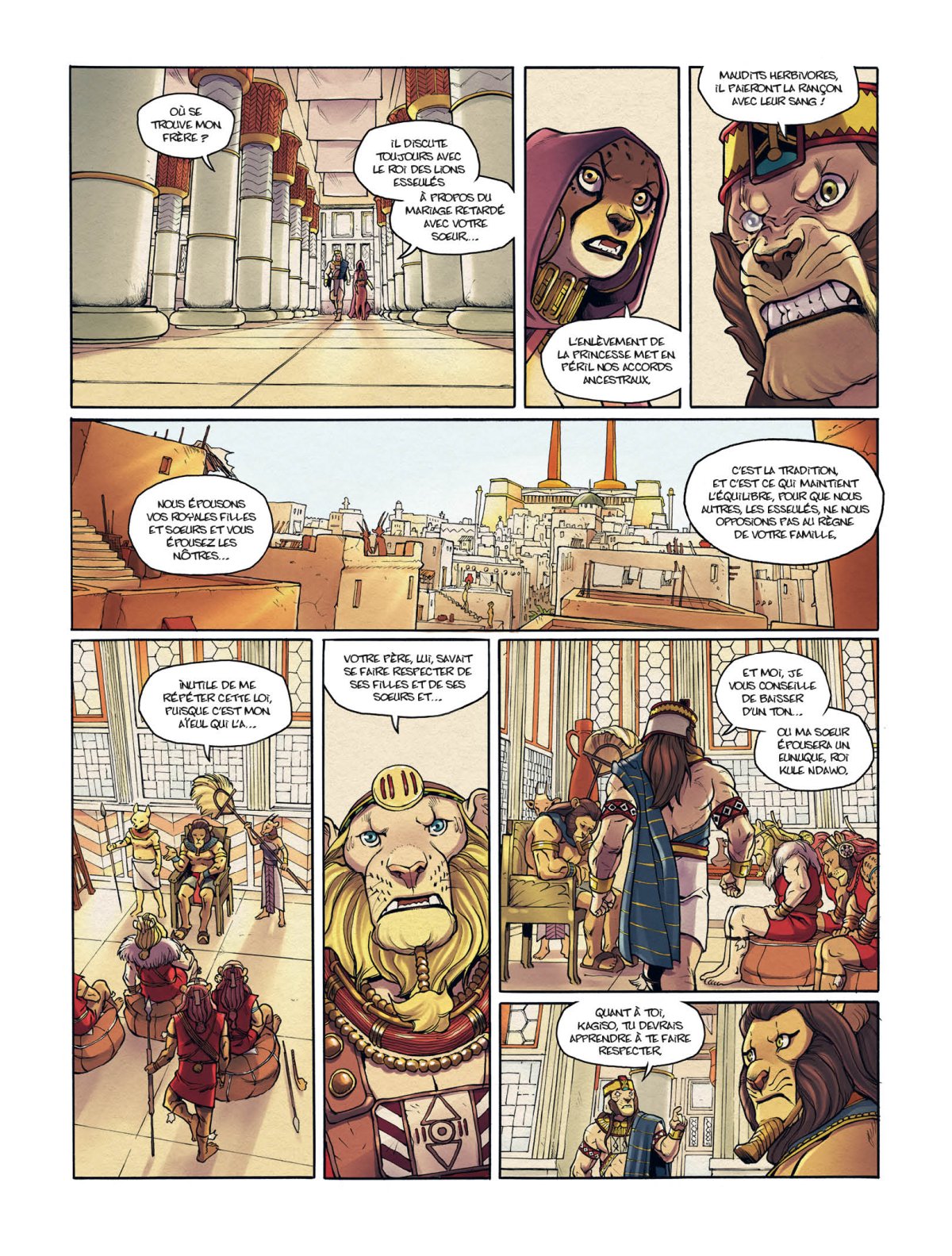 Page intérieure de la BD Les trois lions de Bruno Bessadi 